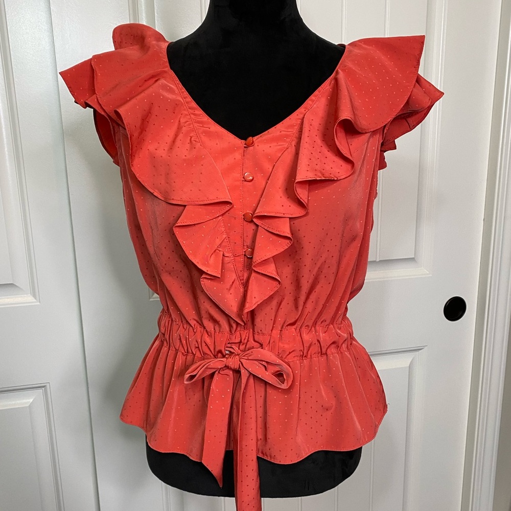 Adorable Burnt Orange Textured Ruffled Top